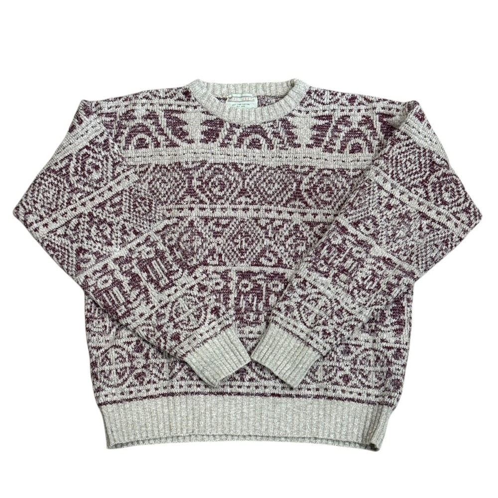 Vintage Lord Jeff Sandstone Collection Cotton Jute Geometric Sweater Mens Large